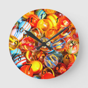 Glass marble round clock