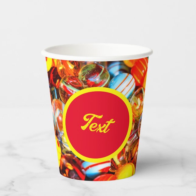 Glass marbles colourful vintage nostalgic paper cups (Front)