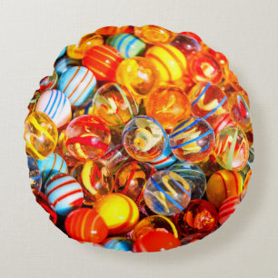Glass marbles round cushion