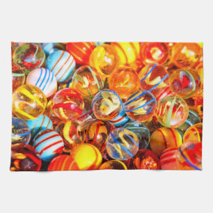Glass marbles tea towel