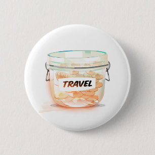 Glass Money Travel Jar 6 Cm Round Badge