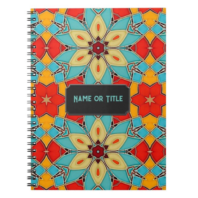 Glass Mosaic - Cheerful Folk Art Look - your title Notebook (Front)