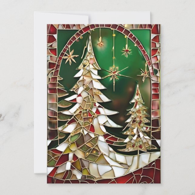 Glass Mosaic Christmas Tree Holiday Greeting Card (Front)