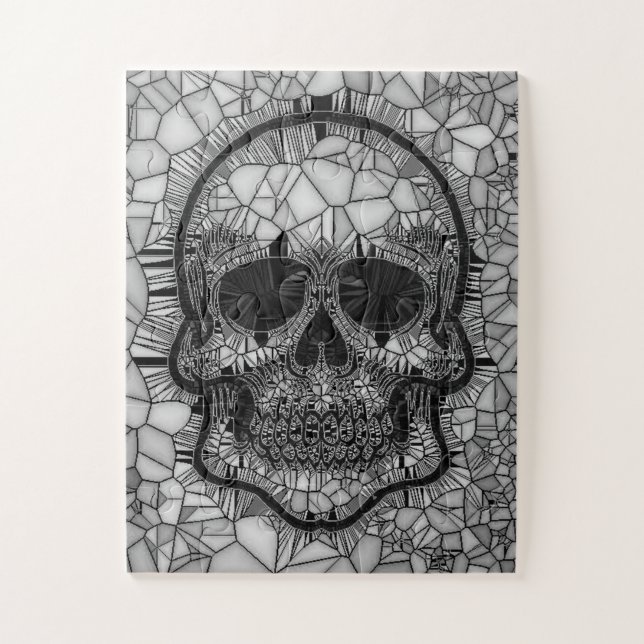 Glass Mosaic Skull, black white Jigsaw Puzzle (Vertical)