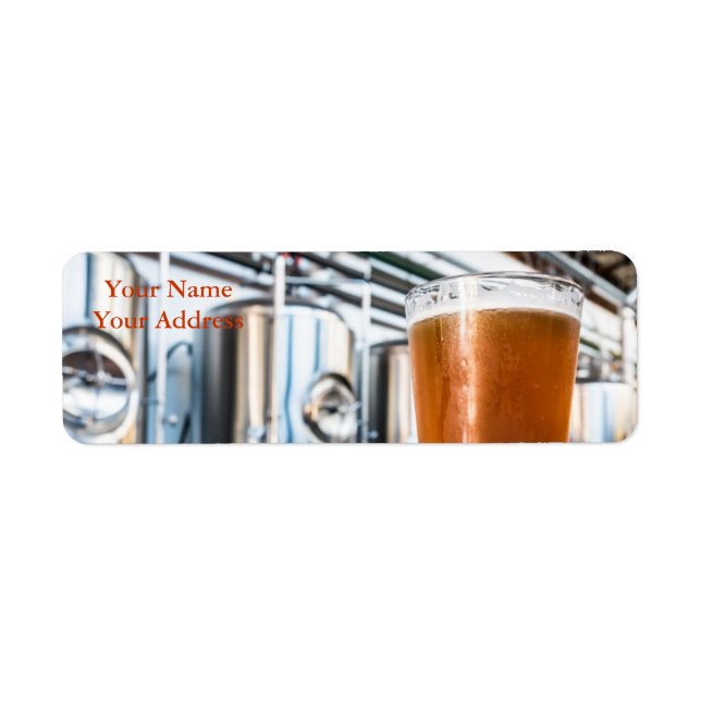 Glass of Beer at Microbrewery Return Address Label (Front)