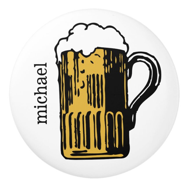 Glass of Beer custom name ceramic knob (Front)