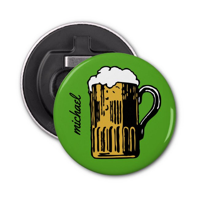 Glass of Beer custom name & colour bottle opener (Front)