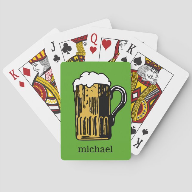 Glass of Beer custom name & colour playing cards (Back)