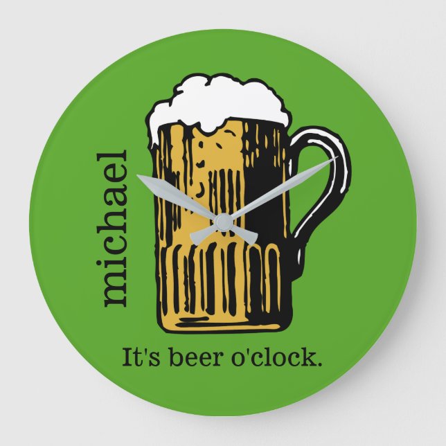 Glass of Beer custom name & colour wall clock (Front)