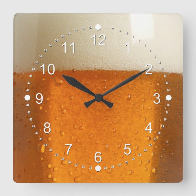 Glass of Beer Square Wall Clock (Front)