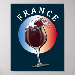 Glass of French Wine - France Poster