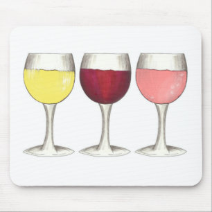 Glass of Red White Rosé Glasses Winery Wine Lover Mouse Pad