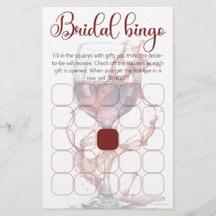 Glass of red wine Bridal Shower bingo game