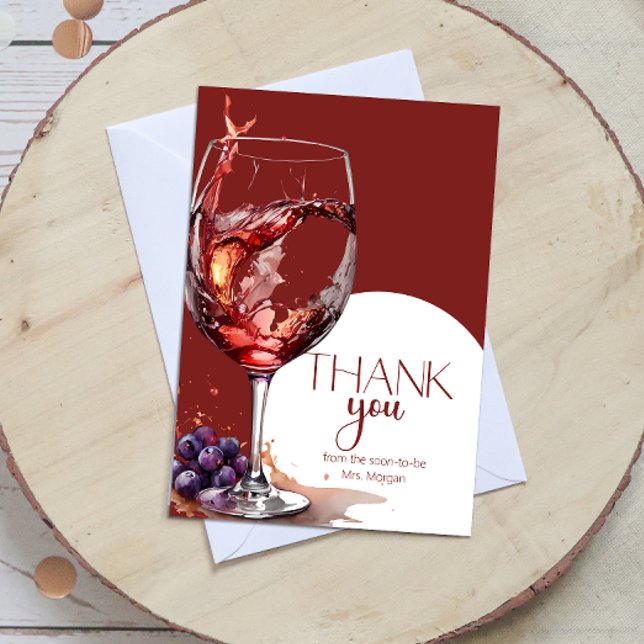 Glass of red wine Bridal Shower Thank You Card (Creator Uploaded)
