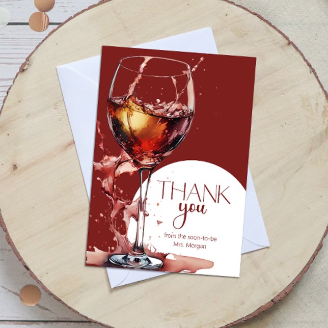 Glass of red wine Bridal Shower Thank You Card (Creator Uploaded)