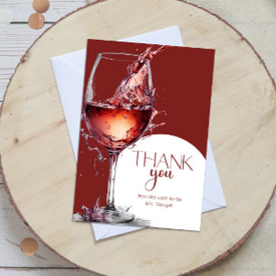 Glass of red wine Bridal Shower Thank You Card