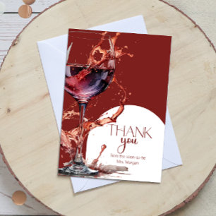 Glass of red wine Bridal Shower Thank You Card