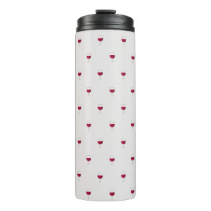 Glass Of Red Wine Pattern Grey Thermal Tumbler