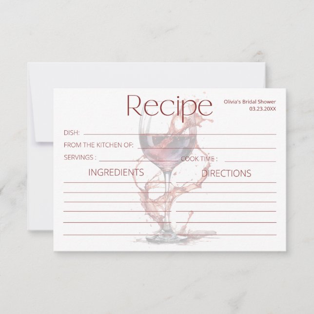 Glass of red wine Recipe for the bride (Front)