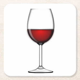 GLASS OF RED WINE SQUARE PAPER COASTER