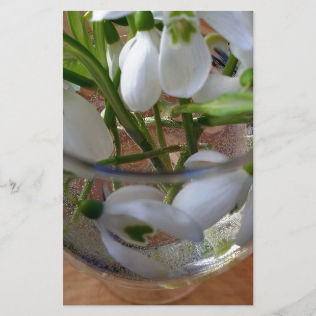 glass of snowdrops stationery (Front)