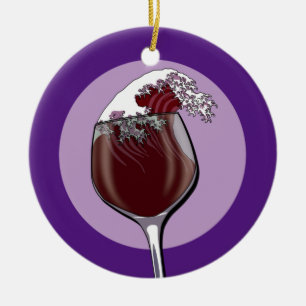 Glass Of Wine Ceramic Ornament