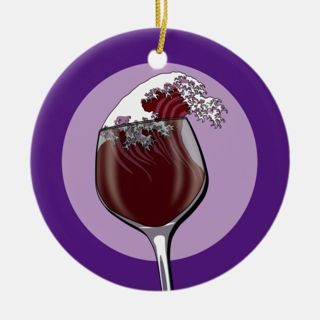 Glass Of Wine Ceramic Ornament (Front)