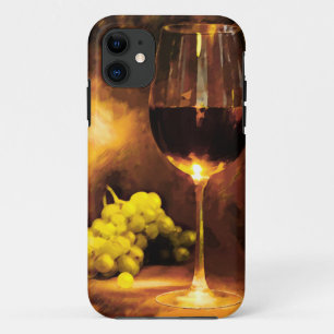 Glass of Wine & Green Grapes in Candlelight iPhone 11 Case