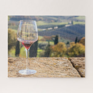 Glass of Wine in Tuscany Jigsaw Puzzle
