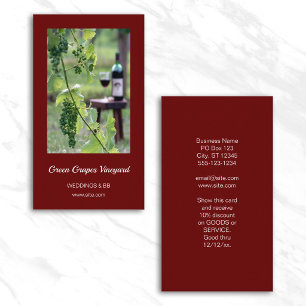 Glass of Wine in Vineyard Photo Burgundy Business Card