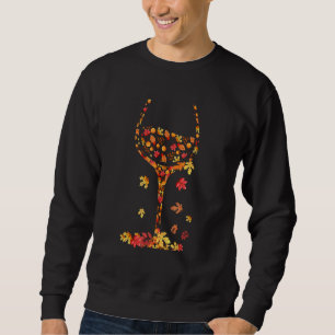 Glass Of Wine Maple Leaf Autumn Fall Drink Wine Sweatshirt