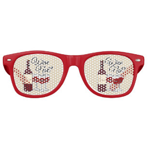 Glass of Wine not grapes alcohol red rose pinot Retro Sunglasses