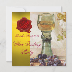 GLASS OF WINE ,OLD GRAPE VINEYARD PARTY MONOGRAM INVITATION