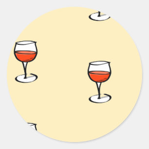 Glass of wine on orange classic round sticker