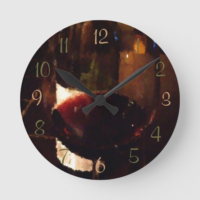 Glass of Wine Round Clock (Front)