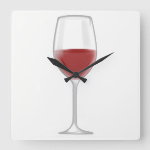 Glass of Wine Square Wall Clock