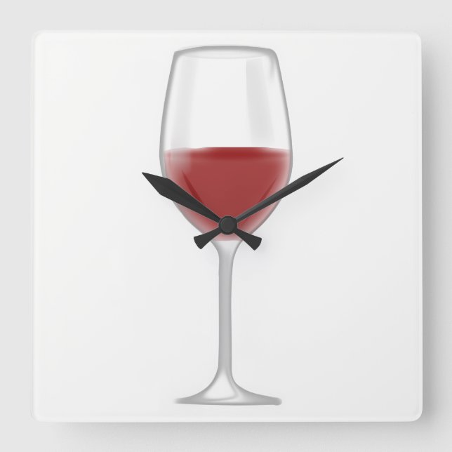 Glass of Wine Square Wall Clock (Front)