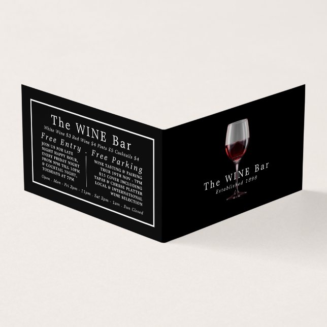 Glass of Wine, Wine Bar/Winery, Detailed Business Card (Outside)