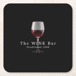 Glass of Wine, Wine Bar/Winery Square Paper Coaster