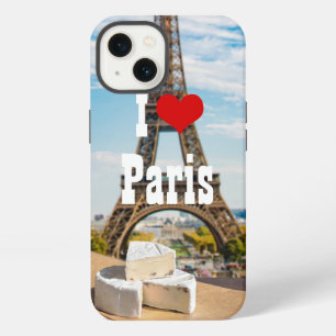 Glass of wine with brie cheese on Eiffel tower iPhone 13 Case