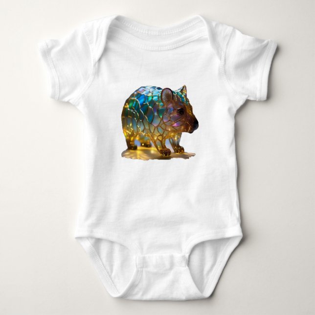 Glass Opalised Australian Wombat, Baby Bodysuit (Front)