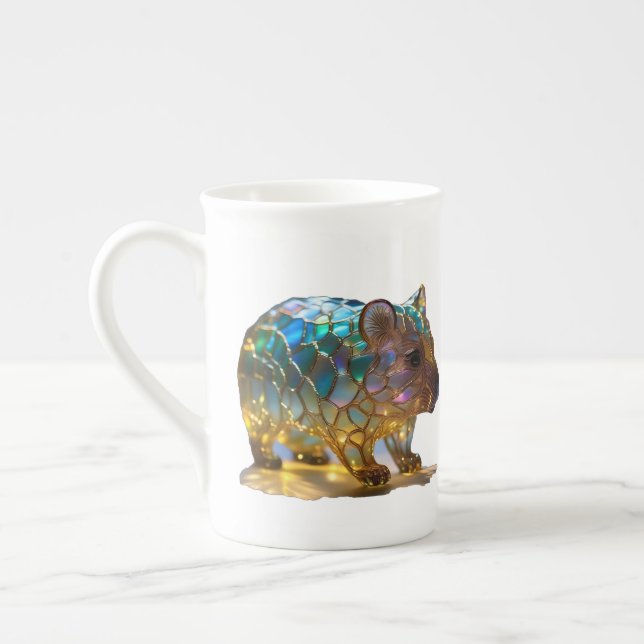 Glass Opalised Australian Wombat, Bone China Mug (Left)