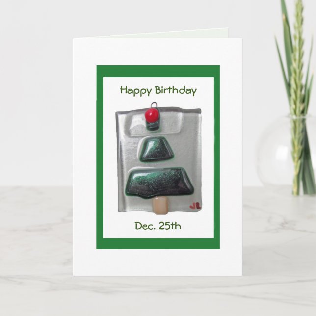 Glass Ornament Birthday Christmas Card (Front)