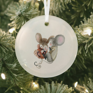 Glass Ornament - Christmas Mice