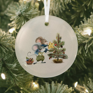 Glass Ornament - Christmas Mice