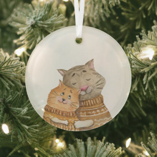 Glass Ornament - Cosy Cats
