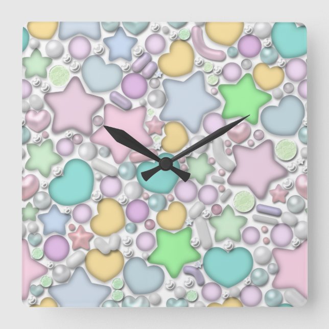 Glass ornaments square wall clock (Front)