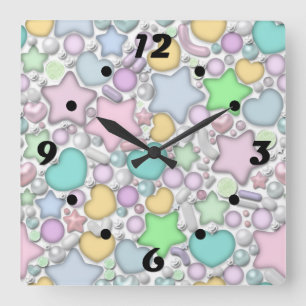 Glass ornaments square wall clock