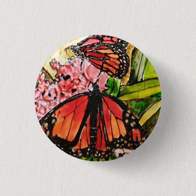 Glass painted butterfly button (Front)