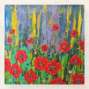 Glass Poppies Coaster